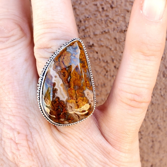 New Seam Agate 925 Silver Ring. - Picture 2 of 8